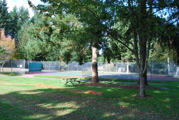 The new play structure at Eagledale Park on Bainbridge Island, WA Tennis/volleyball courts at Eagledale Park.
