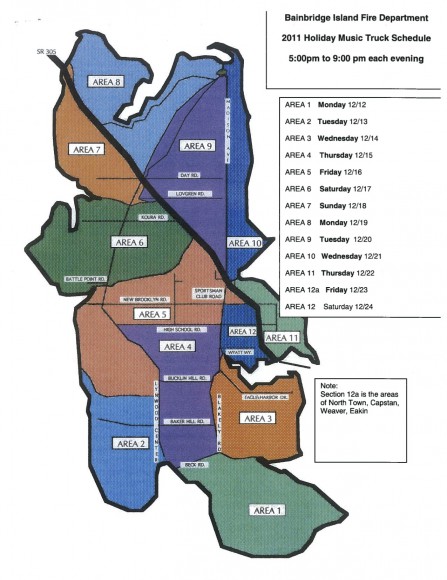 Bainbridge Island Fire Truck 2011 Holiday Music Schedule Bainbridge Island Fire Truck 2011 Holiday Music Schedule and Map