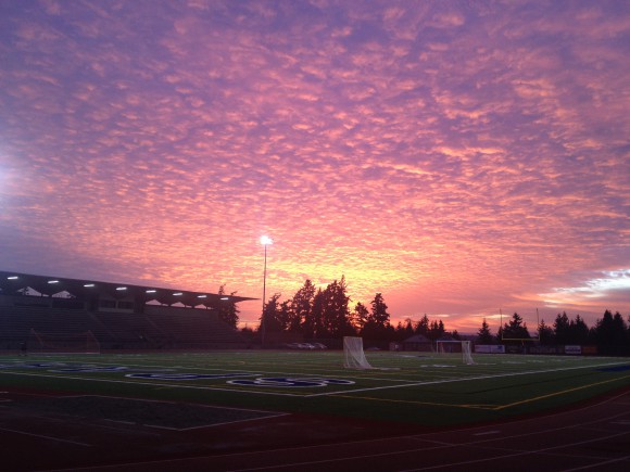 The view from here. The backdrop for my runs. Mt. Rainier, the Seattle Skyline and Olympic Mountains are also visible from the good ole Bainbridge High School | Jen Pells Realtor